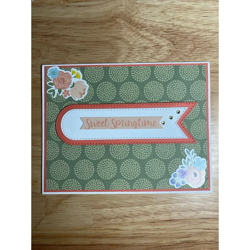 Handmade Spring Greeting Card A2 Floral Card Blank Inside w/ Envelope